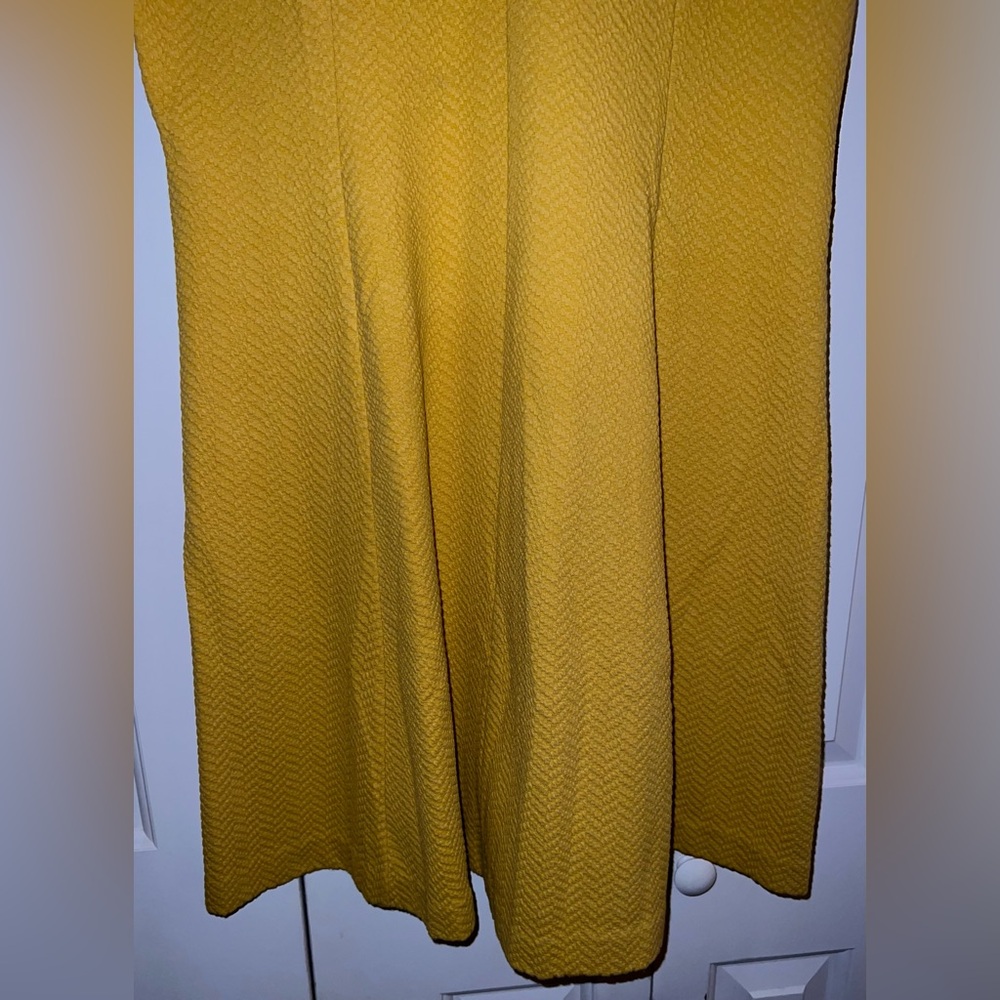 Banana Republic mustard yellow jacquard knit fit and flare dress Size 14 - Picture 2 of 9